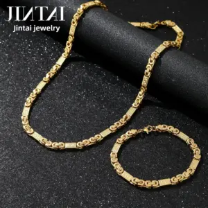 Gold 6mm*60cm Top Chain + Bracelet Set / Stainless Steel S.STEEL