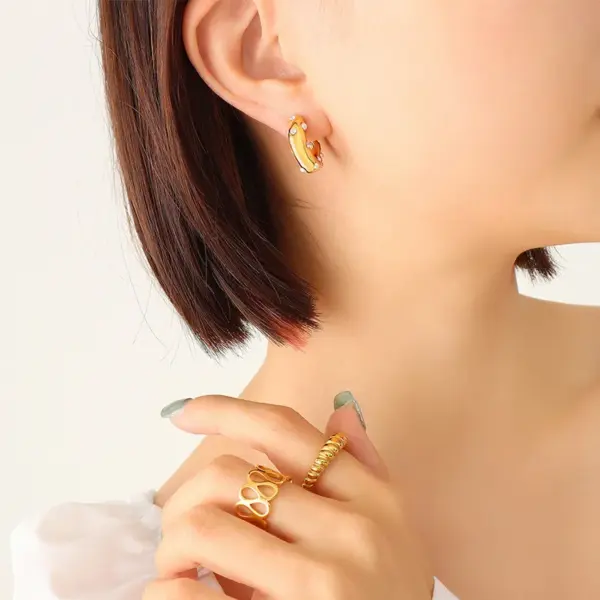 oly-51850f4c8df70ffc744617bd6d76c181 Wholesale PVD Coated Real Gold Plated 18K Gold Printing 304 Stainless Steel Fashion Waterproof Non Tarnish Earrings