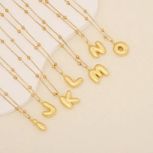 Wholesale Simple Style Letter Stainless Steel Copper Plating 18K Gold Plated Pendant Necklace