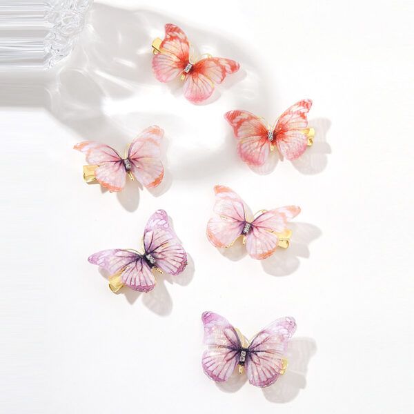 Wholesale 6-Pack Butterfly Hair Clips for Girls and Princesses, Cute Super Fairy Hair Accessories, Tulle Fairy-Like Ancient Style Han Dynasty Headwear