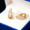 1 Pair Hip-Hop Luxurious Shiny Double Ring Inlay Copper Zircon 18K Gold Plated Earrings