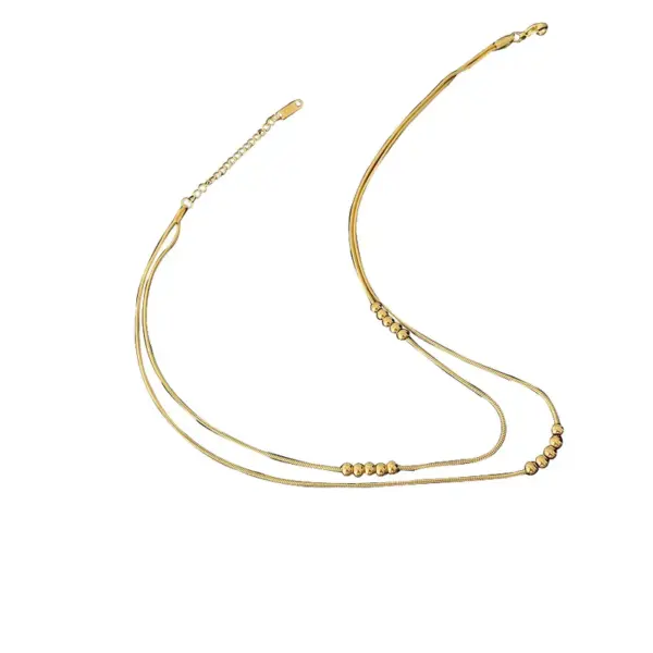 Wholesale Vacuum Plating Real Gold Plated 18K Gold Gold Plating Silver Plated Solid Color 304 Stainless Steel Fashion Waterproof Non Tarnish Titanium Steel Layered Necklaces