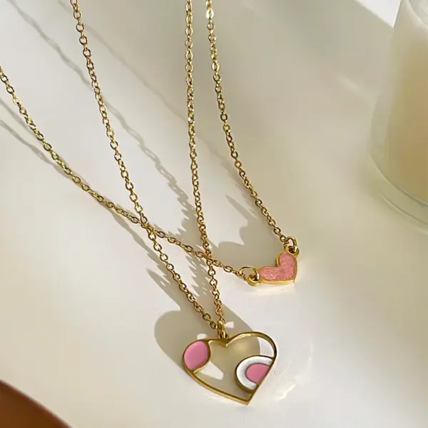 Wholesale 304 Stainless Steel Heart Shape PVD Coated Real Gold Plated Simple Style Waterproof Non Tarnish Irregular Surgical Steel Cable Chain Gold Pendant Necklace