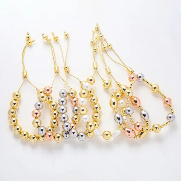 Wholesale Jewelry Simple Style Round Copper Drawstring Bracelets Ball Chain