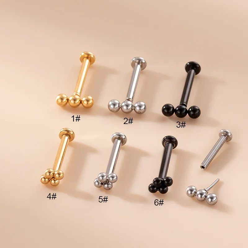 Wholesale 1 Piece 316L Stainless Steel Lip Rings Geometric Waterproof Non Tarnish Surgical Steel