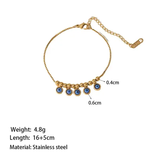 Wholesale PVD Coated Real Gold Plated 18K Gold Eye 304 Stainless Steel Elegant Glam Waterproof Non Tarnish Bracelets Anklet Necklace