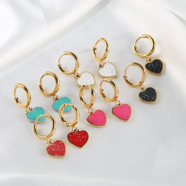 Wholesale 1 Piece Fashion Heart Shape Stainless Steel Plating Earrings