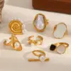 Wholesale PVD Coated Real Gold Plated 18K Gold Conch 304 Stainless Steel Vacation Classic Style Waterproof Non Tarnish Rings