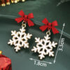 Wholesale Christmas openwork snowflake bow earrings