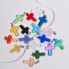 Wholesale Multicolor Glass Water op Cross Pendant Ins Niche Necklace Crescent Shape Pendant DIY Jewelry Aessories