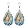 Wholesale Ocean-style double-sided water drop PU leather earrings