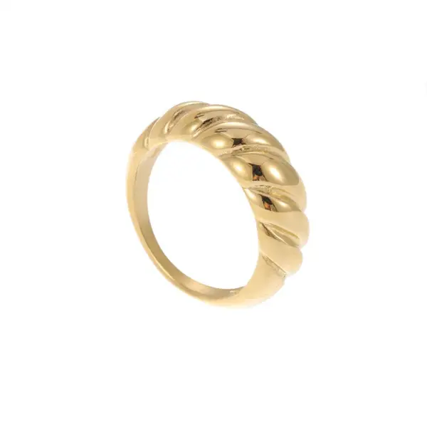 Wholesale Jewelry Retro Stripe Solid Color 304 Stainless Steel Gold Plated Plating Rings
