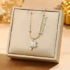 Water Plating Vacuum 18K Gold Plated K Solid Color 304 Stainless Steel Copper Elegant Luxurious Simple Style Pendant Necklace