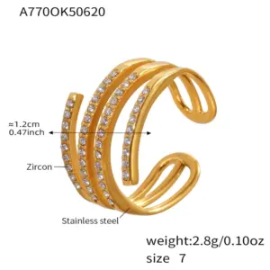 A770-Gold Clip 5A Zircon Ring / 7