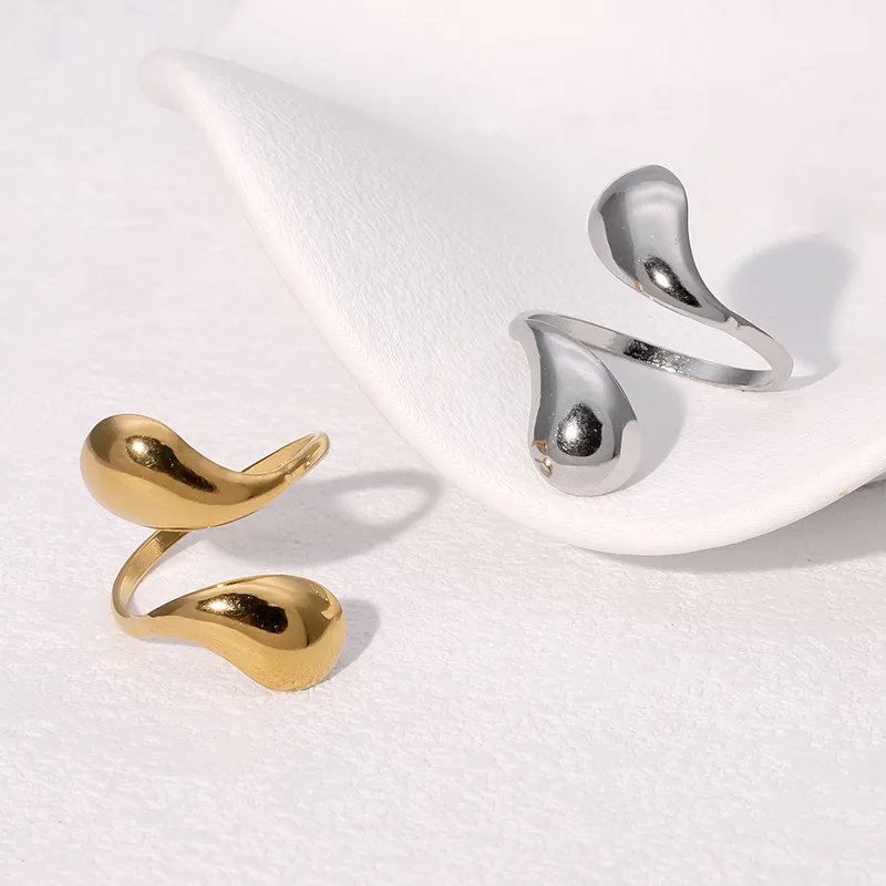 Wholesale PVD Coated Real Gold Plated 18K Gold Water oplets 304 Stainless Steel Modern Style Simple Style Waterproof Non Tarnish Open Rings