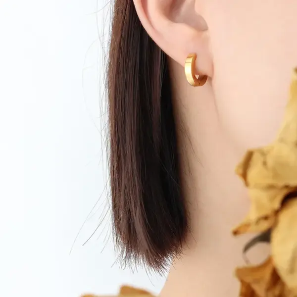 PVD Coated Real Gold Plated 18K Gold Geometric 304 Stainless Steel Waterproof Non Tarnish Earrings Ear Studs