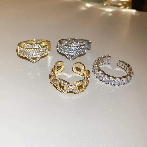 Wholesale Geometric Copper Sweet Shiny Open Ring Rings