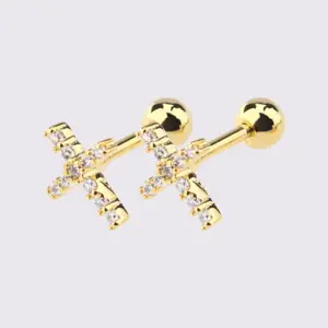 Golden Cross Stud Earrings Pieces
