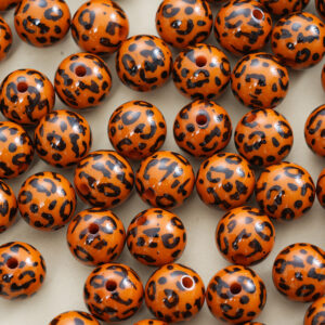 Wholesale 10pcs Acrylic 16mm Printed Round Leopard Print Beads