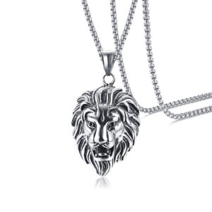 Lion with stainless steel chain