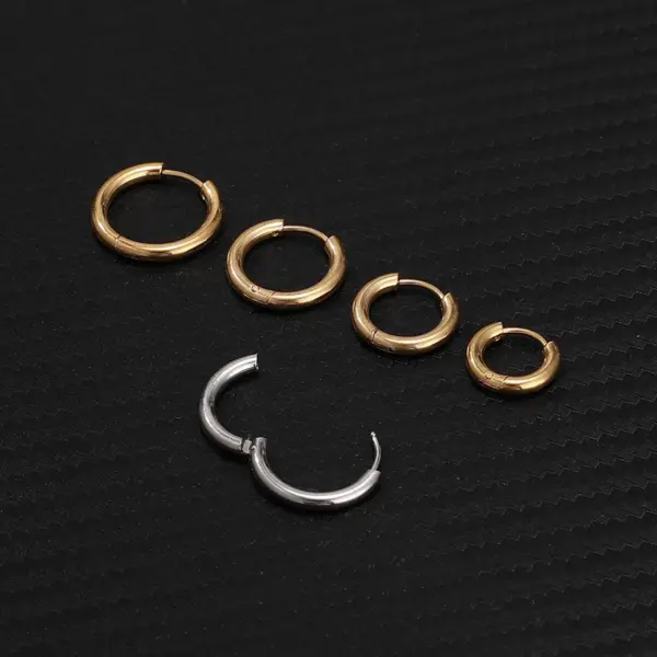1 Piece Stainless Steel Stone-Free Ear Cartilage Rings & Studs Solid Color Plating 18K Real Gold Plated