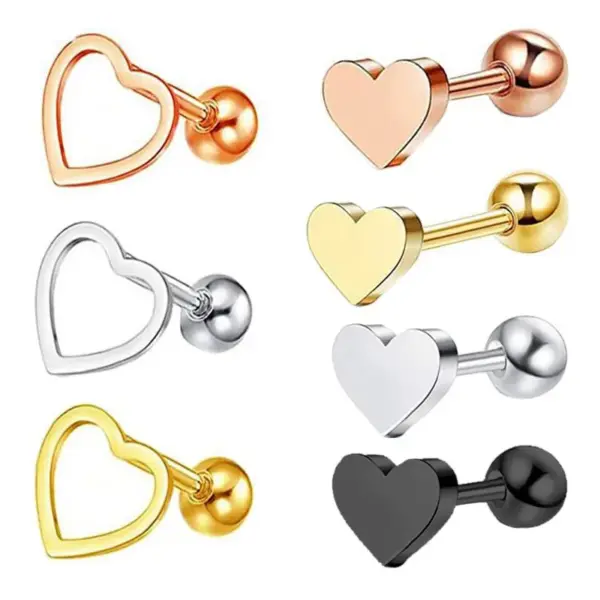 Wholesale Fashion Heart Shape Stainless Steel Plating Ear Studs 1 Piece