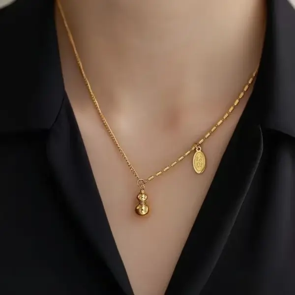 Light Luxury Water Drop Heart-shaped Bowknot Titanium Steel Pendant Necklace For Women Non-fading Versatile High-end Sensual Exquisite Collarbone Chain Water Drop Heart-shaped Jewelry