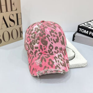 Pink leopard print baseball cap / M (56-58cm) adjustable
