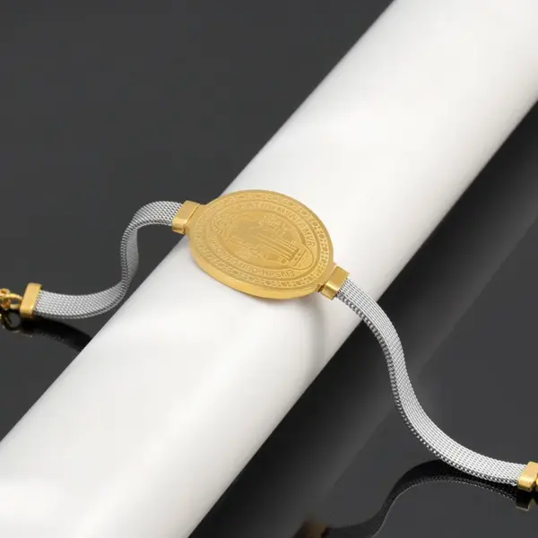 Wholesale 304 Stainless Steel Portrait Virgin Mary Our Lady Of Guadalupe PVD Coated Stone-Free 18K Real Gold Plated Simple Style Waterproof Non Tarnish Bracelets Tennis Bracelet