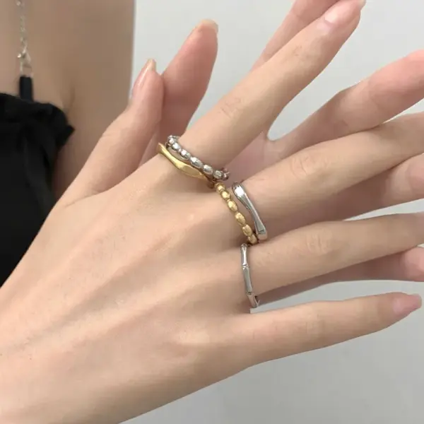 oly-5200557733226a735ab439ca6259e783 Wholesale PVD Coated Gold Plated Solid Color Stainless Steel Simple Style Waterproof Non Tarnish Rings