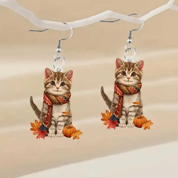 Wholesale Halloween Thanksgiving Cat Acrylic Earrings