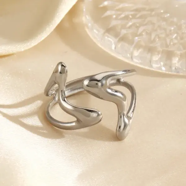 Wholesale Ion Plating (IP) 18K Gold Plated Irregular 304 Stainless Steel IG Style Simple Style Waterproof Non Tarnish Open Rings