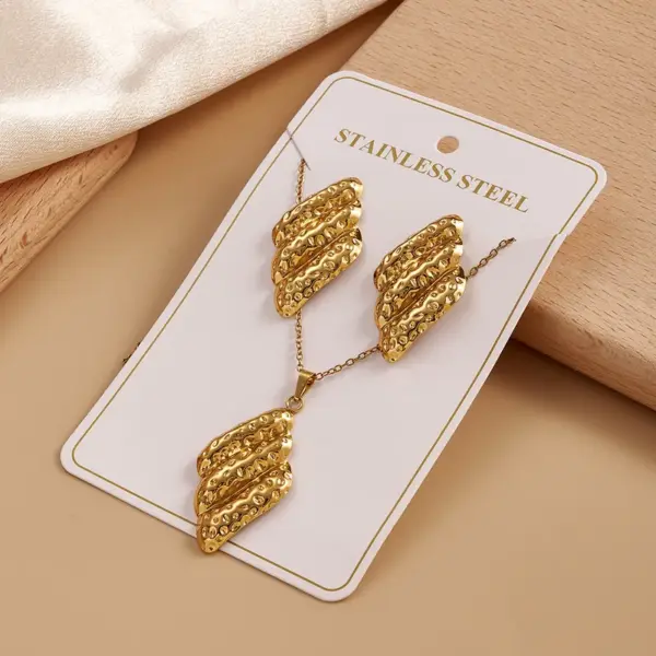 Wholesale 304 Stainless Steel Earrings Necklace Set Round Waterdrop Electroplated Hot Sale Jewelry Accessories Kit