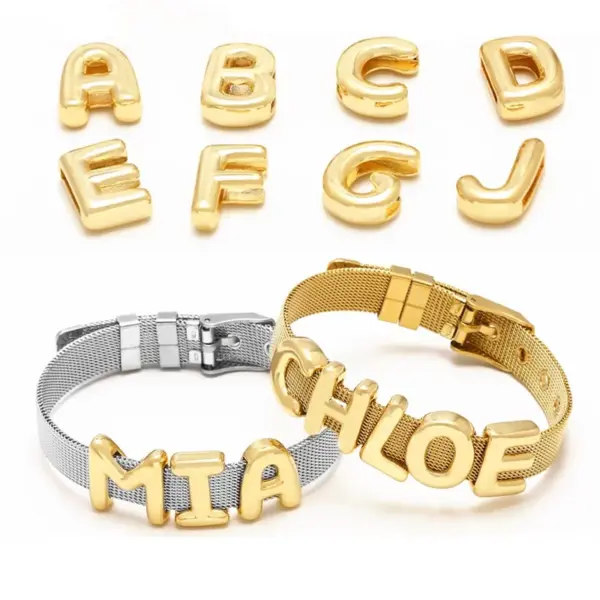 Copper 18K Gold Plated Plating Letter Bracelets