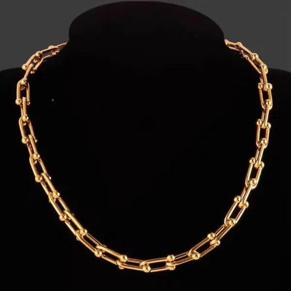 Wholesale Jewelry Casual Streetwear U Shape 304 Stainless Steel 18K Gold Plated Cuban Link Chain Curb Chain Chain Necklace
