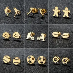 PVD Coated 18K Gold Real Gold Plated Clouds Dolphin Skates 304 Stainless Steel French Style Modern Style Sweet Waterproof Non Tarnish Ear Studs