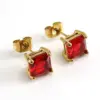 Wholesale 1 Pair Retro Square Inlaid Zircon 304 Stainless Steel Zircon 18K Gold Plated Stainless Steel Earrings