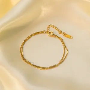 Qye141 Double-Layer Chain Bracelet / Gold
