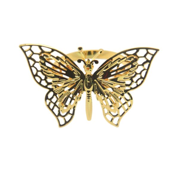 Wholesale Amazon Double Layer Butterfly Metal Gold Jewelry Brooch Hotel Table Napkin Ring Buckle Ring Manufacturer