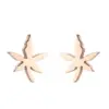 Wholesale Ion Plating (IP) 18K Gold Real Gold Plated Maple Leaf Flower Stainless Steel Fashion Waterproof Non Tarnish Ear Studs
