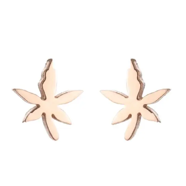 Wholesale Ion Plating (IP) 18K Gold Real Gold Plated Maple Leaf Flower Stainless Steel Fashion Waterproof Non Tarnish Ear Studs