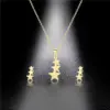 Wholesale 18k Gold-plated Stainless Steel Chain Necklace Five-pointed Star Pendant Necklace Earrings Three-piece Clavicle Chain