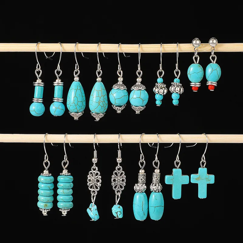 Wholesale 1 Pair Vintage Style Ethnic Style Geometric Turquoise op Earrings
