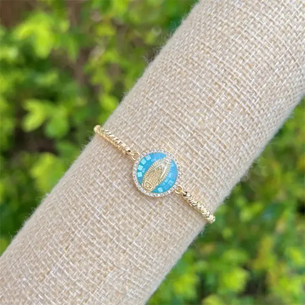 Wholesale Copper 18K Gold Plated Plating Human Virgin Mary Zircon Bracelets