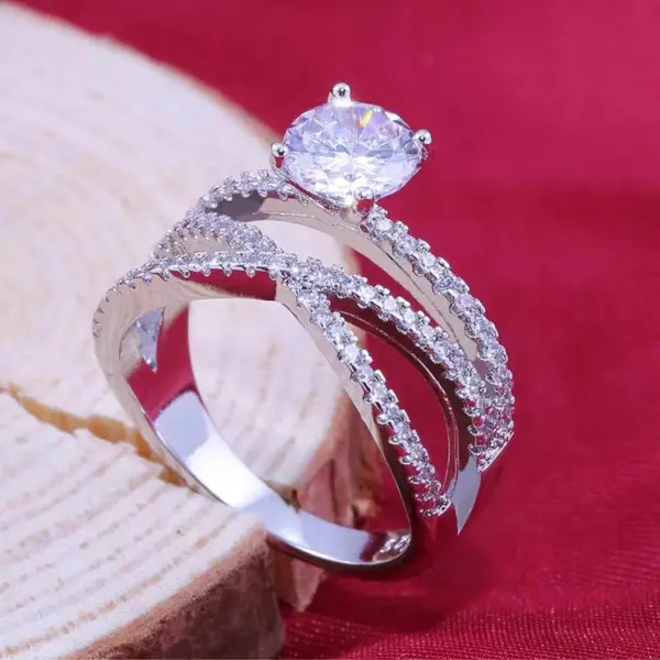 Wholesale New Eight Hearts And Eight Arrows Zircon Diamond Ring Double Winding Copper Ring