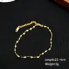 Solid Color Vacuum Plating Real Gold Plated Casual Simple Style Classic Style Waterproof Non Tarnish Chain Gold Anklet
