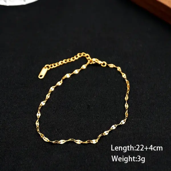 Solid Color Vacuum Plating Real Gold Plated Casual Simple Style Classic Style Waterproof Non Tarnish Chain Gold Anklet