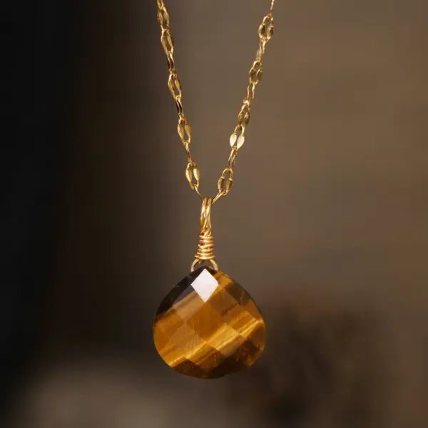 Wholesale ZhouHang Natural Stone Pendant Necklace Aquamarine Amethyst Drop Shape Cut Jewelry Sweet Style Earrings Accessories