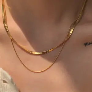 3mm Wide Double-Layer Non-Detachable Gold 40 44 5cm Extension Chain