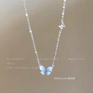 Blue butterfly necklace